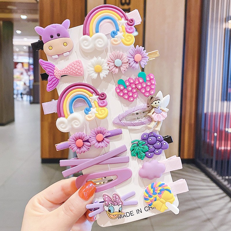 04# Purple Cow Rainbow (Bag Without Card) Hair Accessories Kids Set