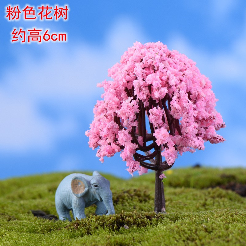 Pink Flower Tree Micro Landscape Miniature Craft Supplies