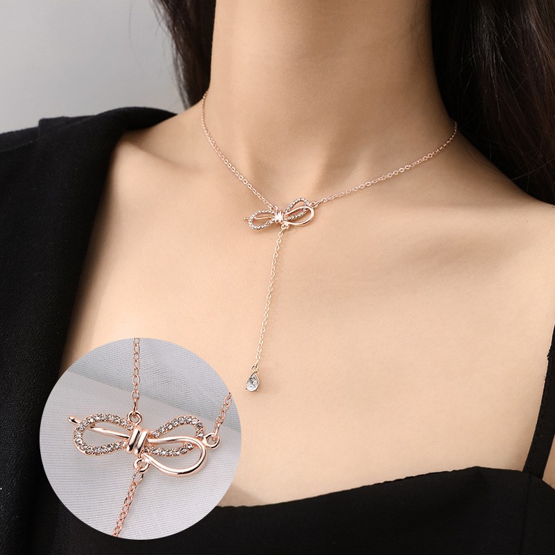 1104# Net Red Bow Kstyle Necklace Clearance