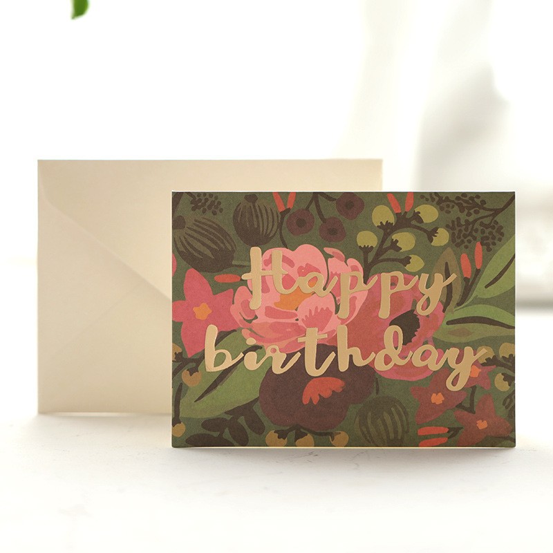 Happy Brithday Green Leaves Greeting Card