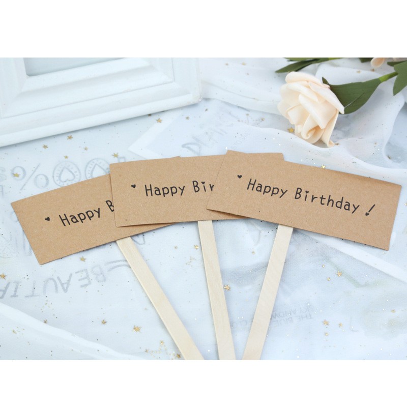 Happybirthday Rectangle - 3 Pieces Cake Topper Decoration Clearance