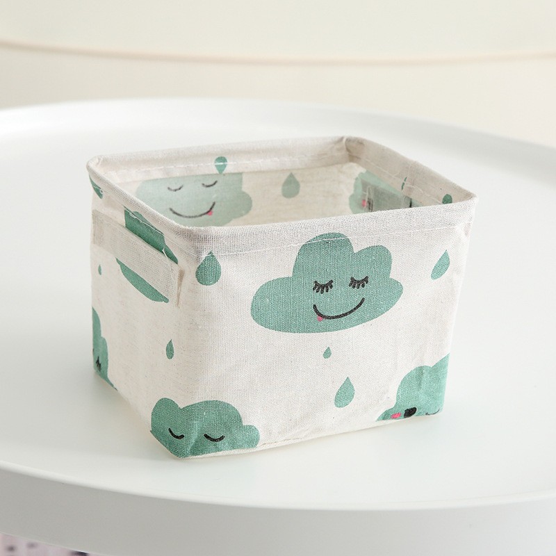 Green Clouds Canvas Storage Basket