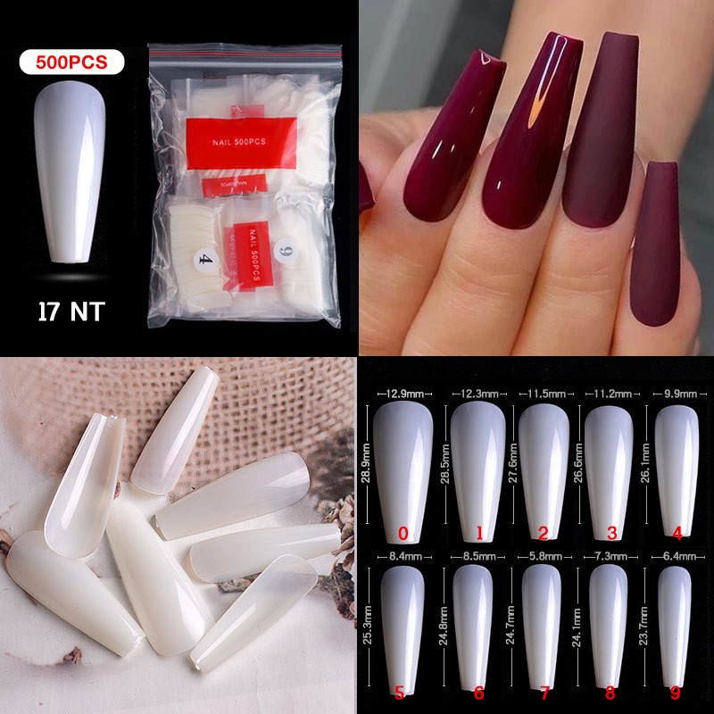 500 pcs 17# Natural Faux Nails