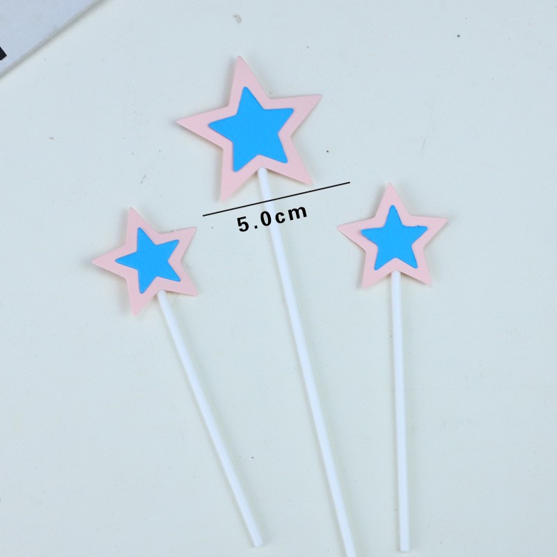 Dark Blue Five - Pointed Star - 3 Pieces Cake Topper Clearance