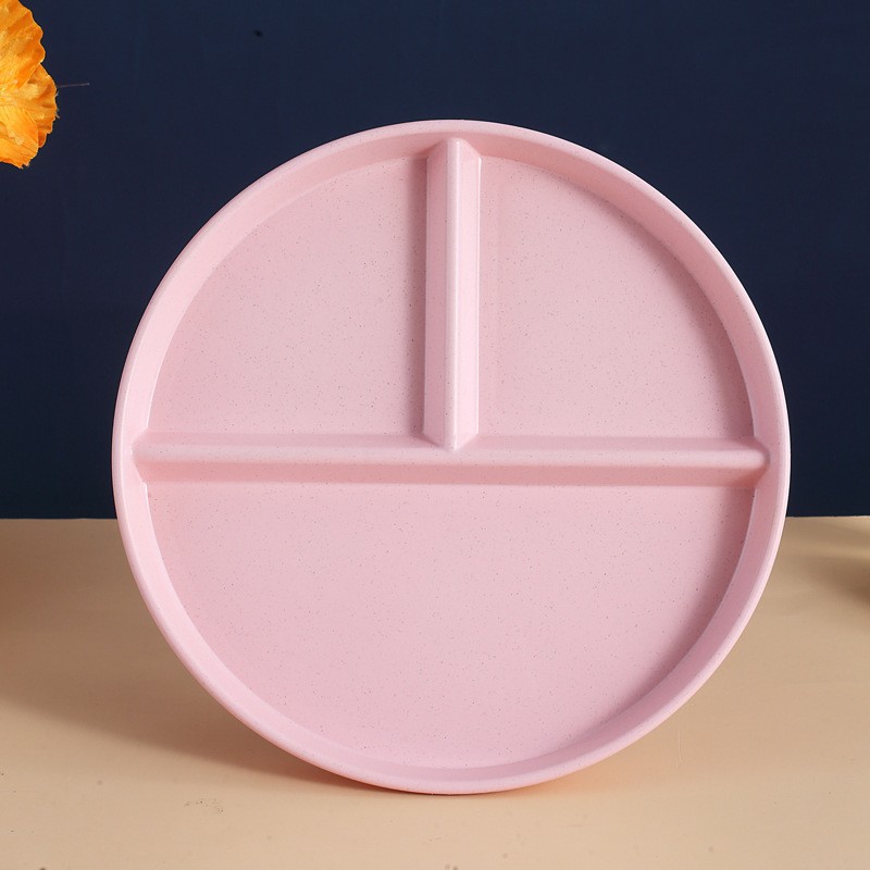 Nordic Pink Wheat Straw Grid Meal Dish
