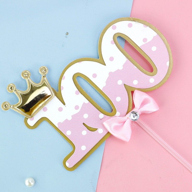 Pink - Number 100 Cake Topper