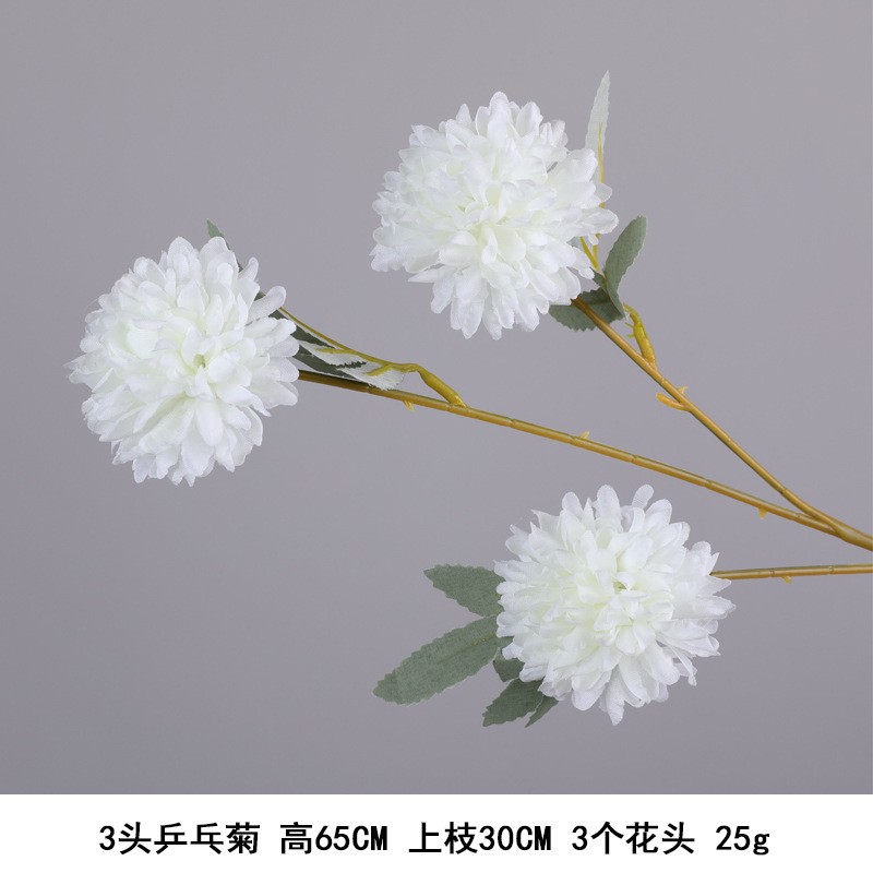 3 Ping Pong Chrysanthemums Wedding Style Artificial Plant Flower