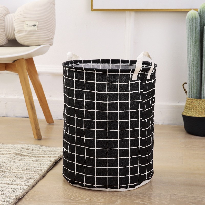 Black Square Grid large Laundry Storage Basket
