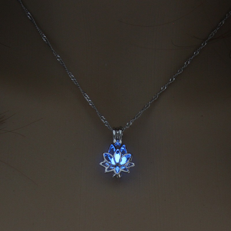 Ny056-Sky Blue Lotus Terrace Necklace Pendant