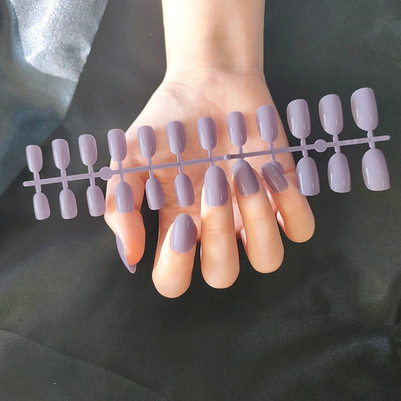 Tjp1077-Y10-B3 Purple Striped Fake Nails