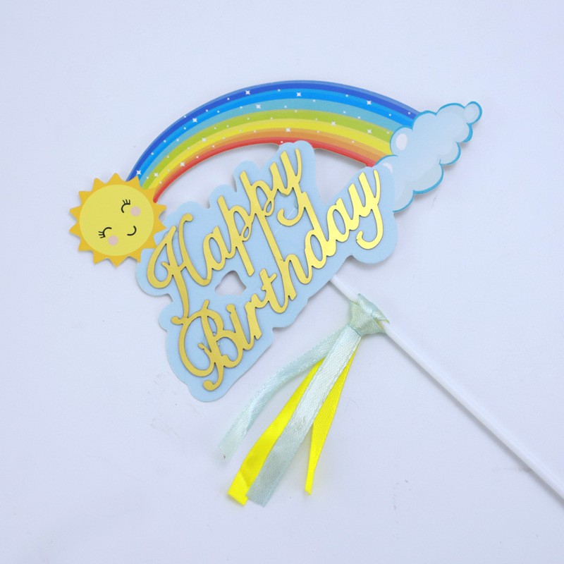 Blue Rainbow - Ribbon - Blue - 1 Pack Cake Topper Clearance