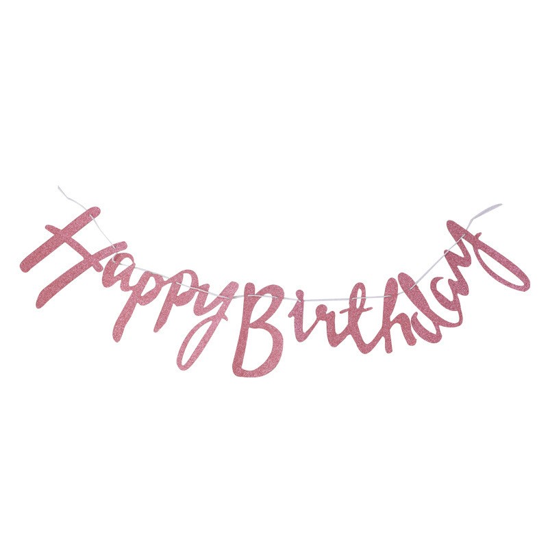 Hb Pull Flag - Glitter - Rose Gold Bunting Banner