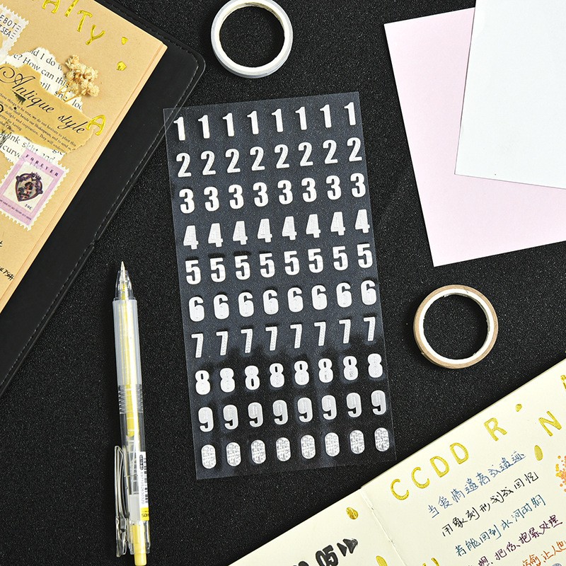 Hot Silver Numbers Sticker Sheet