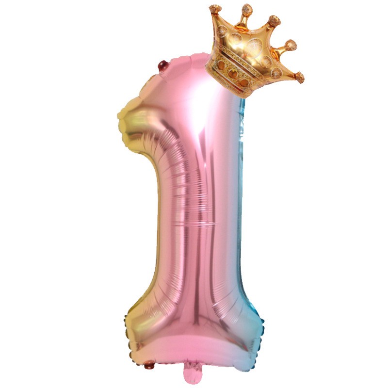 32 Inch Gradientnumber 1 Gold Small Crown Foil Balloon