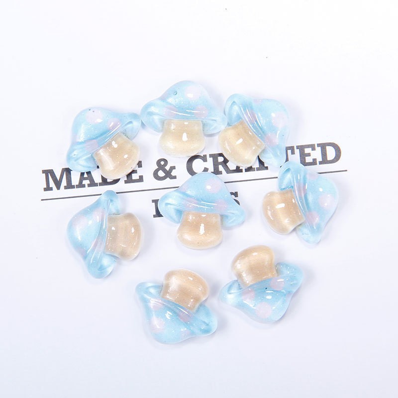08# Blue Mushroom Resin Accessories Crafts