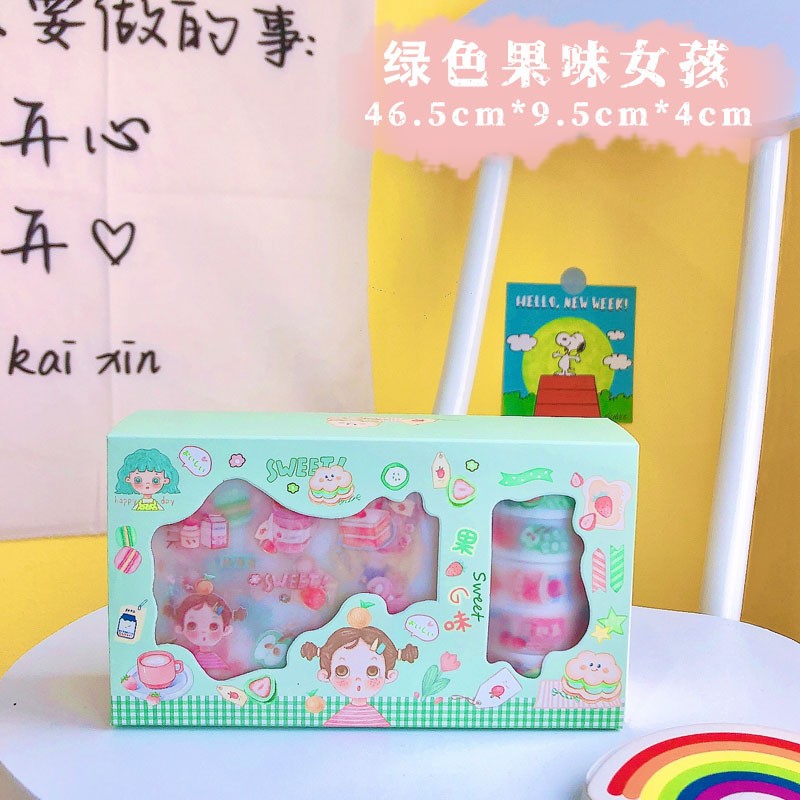 Green Fruity Girl Washi and Sticker Gift Set