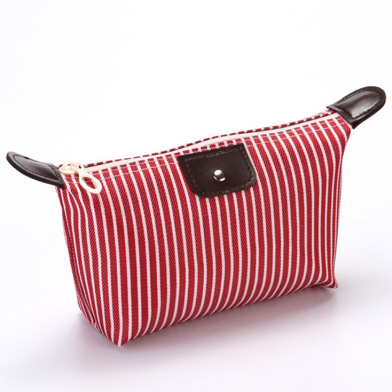 Striped Wine Reds About 27X7X12Cm Cosmetic Bag