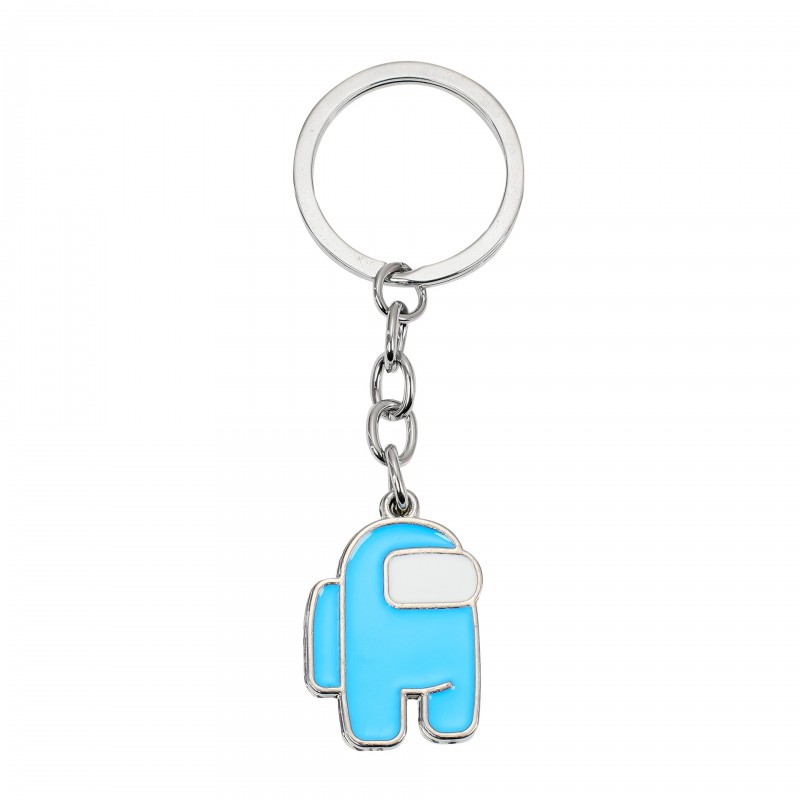 No. 09 Silver Ring Sky Blue Alloy Keyring