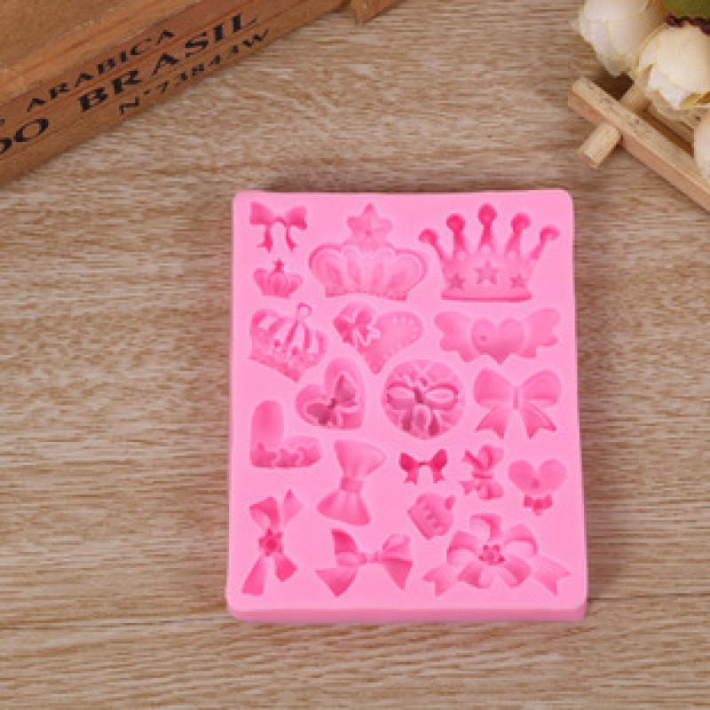 9.3x7.5x1.1cm Bowknot Crown Silicone Mold