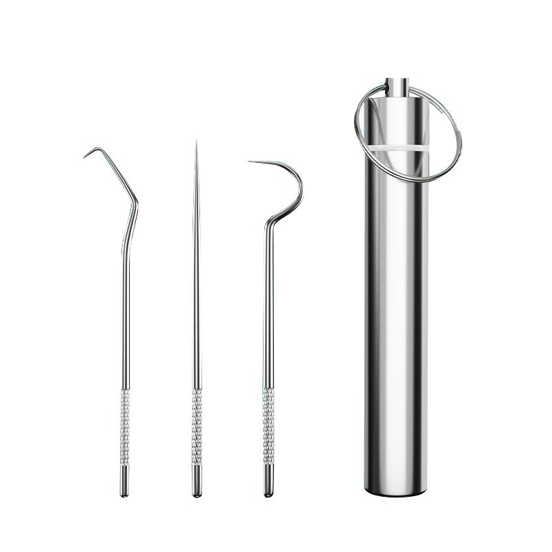 304 Extended Stainless Steel Toothpick Aluminum Tube Hygiene Dental Kit