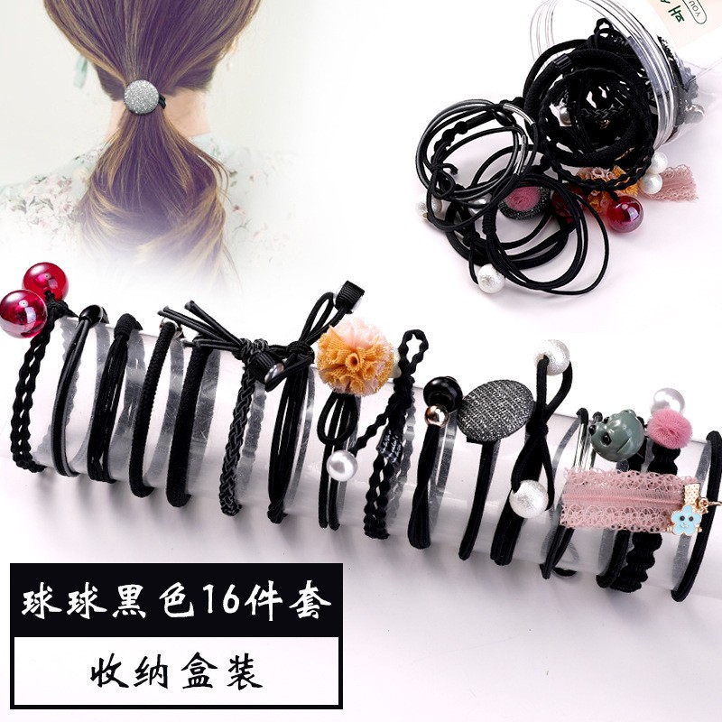 9# Ball Ball Black 16-Piece Set Hair Bands Clearance