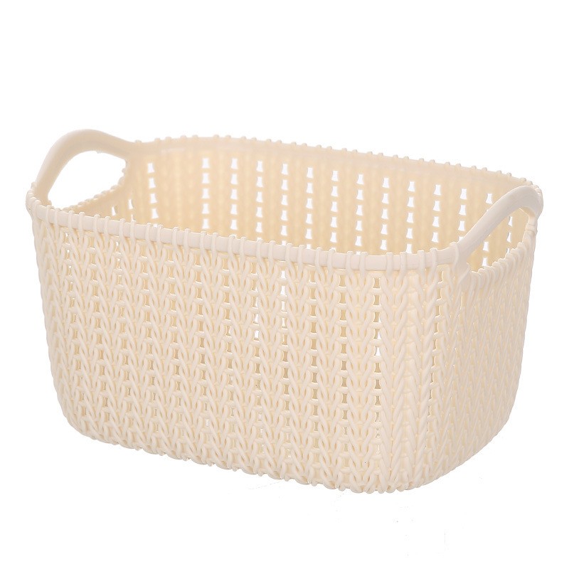 Apricot Faux Rattan Storage Basket