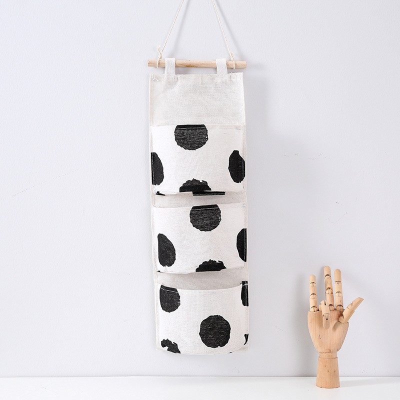 Three-Layer Hanging Bag With Big Dots Hanging Canvas Storage