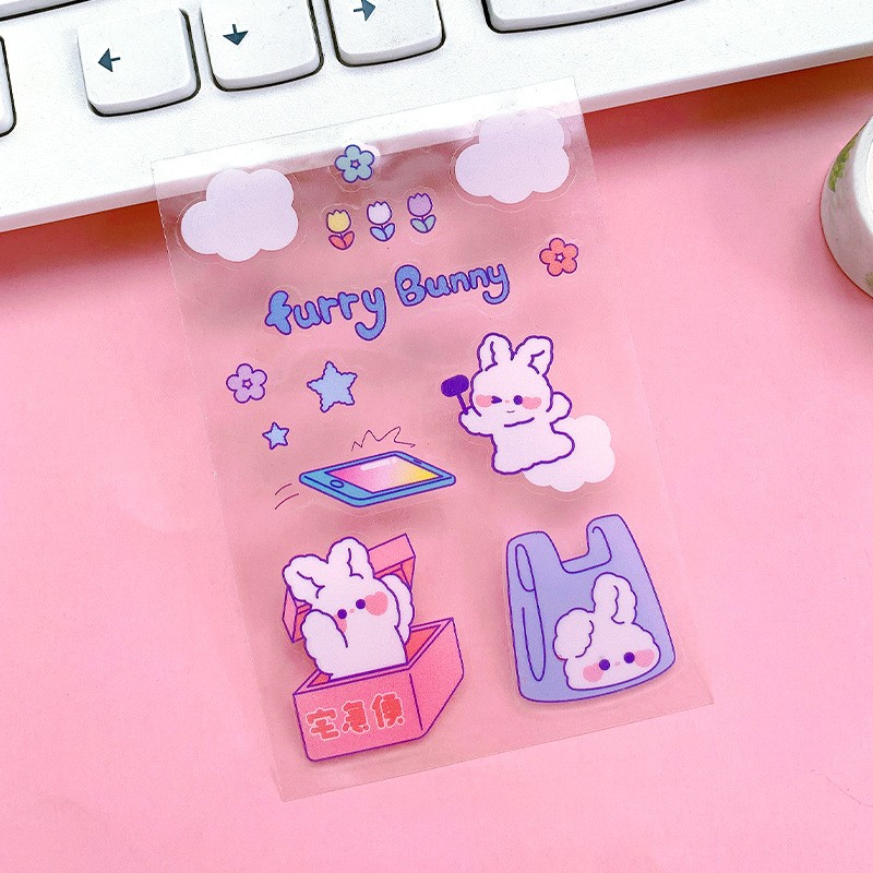 Rabbit Ta-Q-Bin Transparent Stickers Sheet
