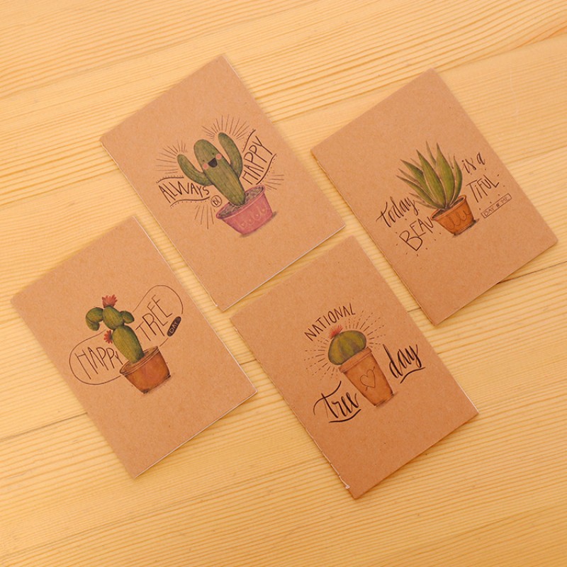 Cover Cactus Series Blank Inner Pages 64K Kraft Retro Notebook