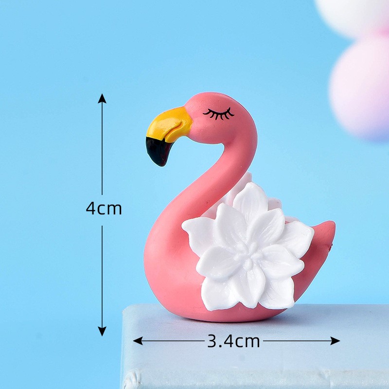 White Flowerromantic Flamingo Micro Landscape Miniature Craft Supplies
