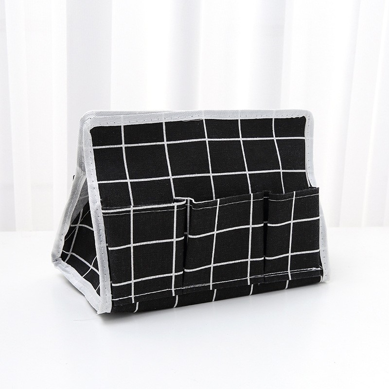 Black Grid Canvas Dispenser Storage
