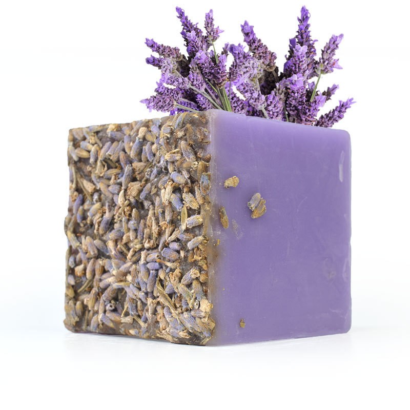 Square Lavender Shrink Wrapped Floral Essential Oil Soap