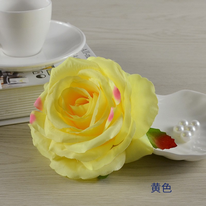 Yellow10Cm In Diameter Artificial Rose Head Clearance