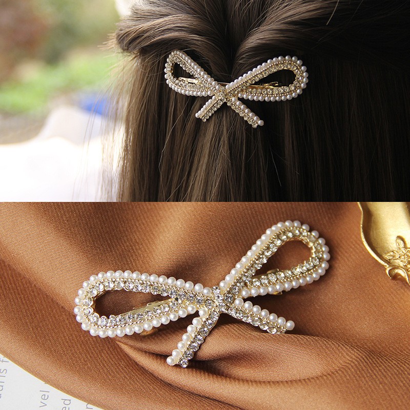 Gold-Graceful Bow Spring Clip Korean Style Hair Clip Clearance