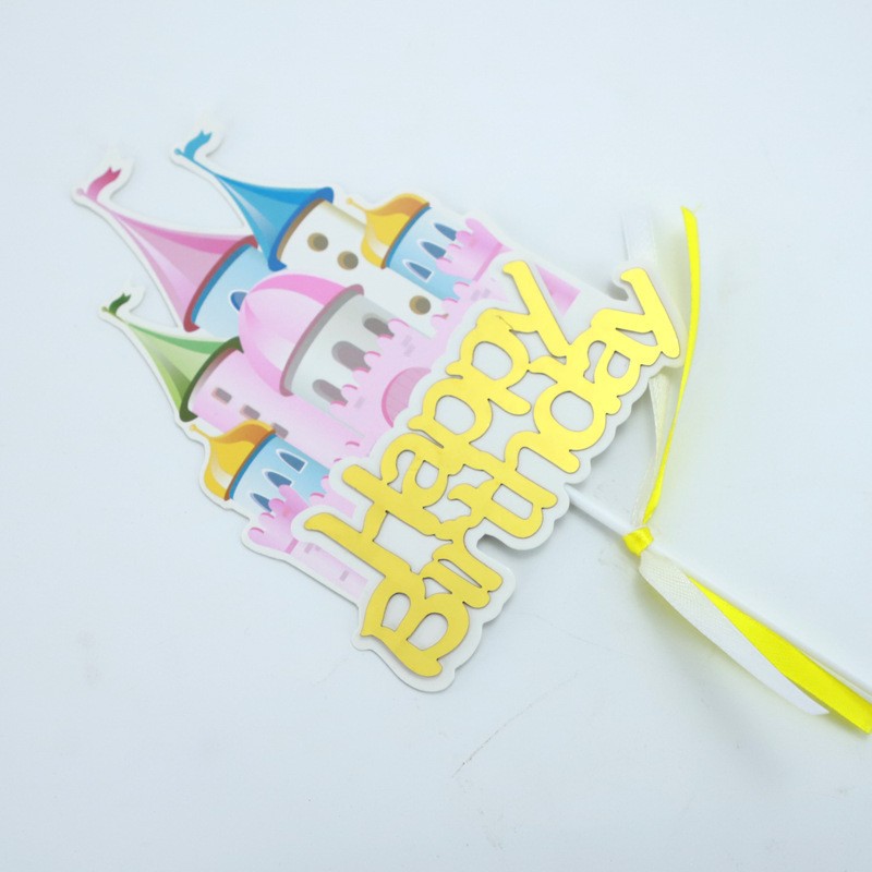 Castle Flash Gold Happy - 1 Piece Cake Topper Clearance