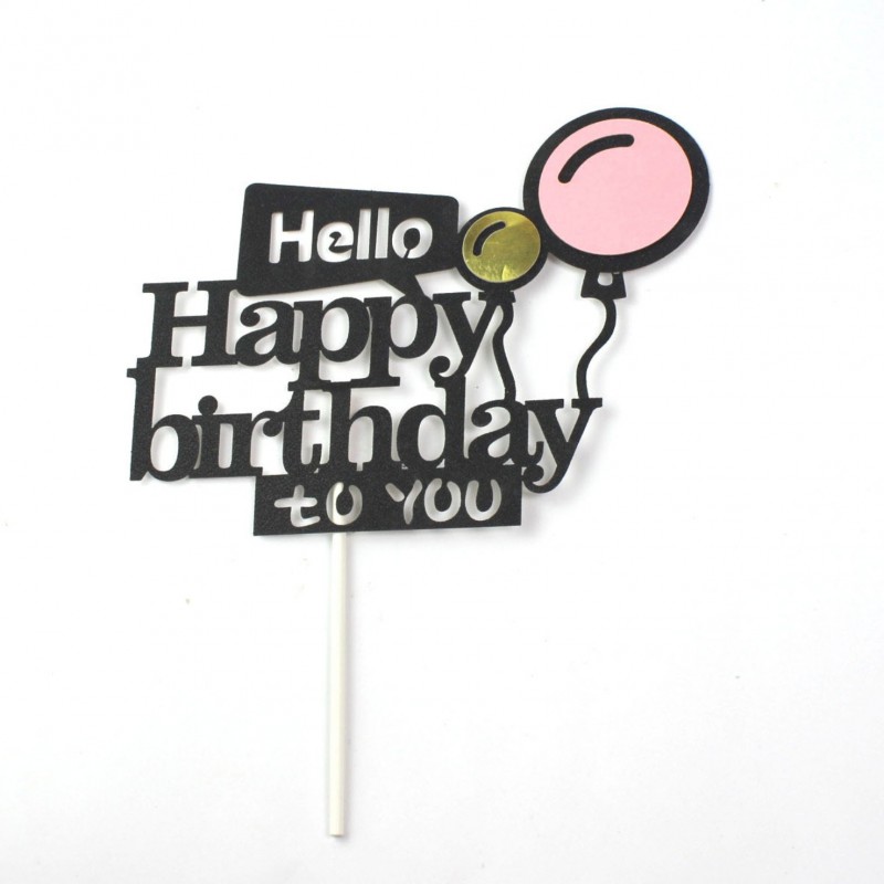 Pink Balloon Hb Cake Topper Clearance