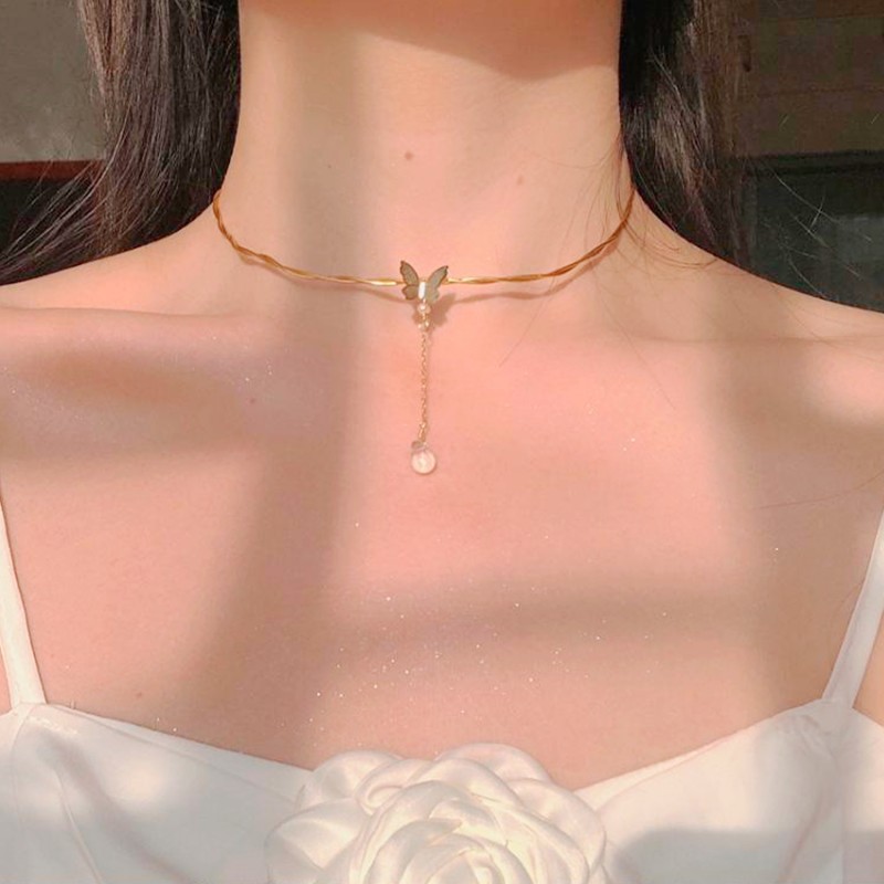 Butterfly Choker Necklace Kstyle Necklace Clearance