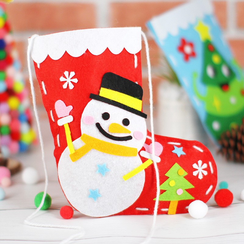 Christmas Socks Snowman Red Diy Childrens Craft