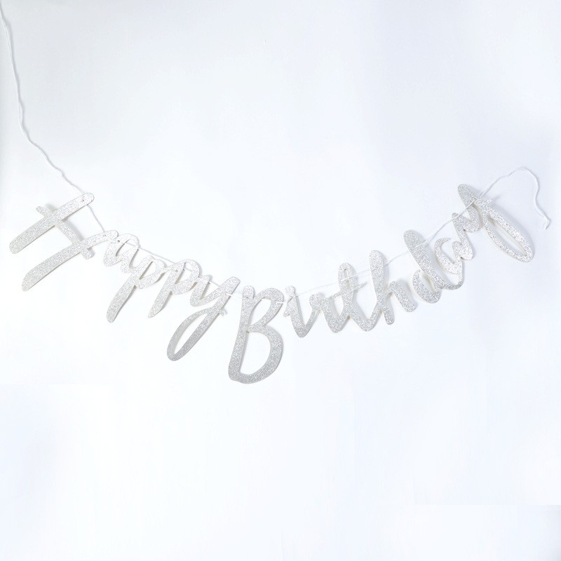 Hb Pull Flag - Glitter - Silver Bunting Banner Clearance