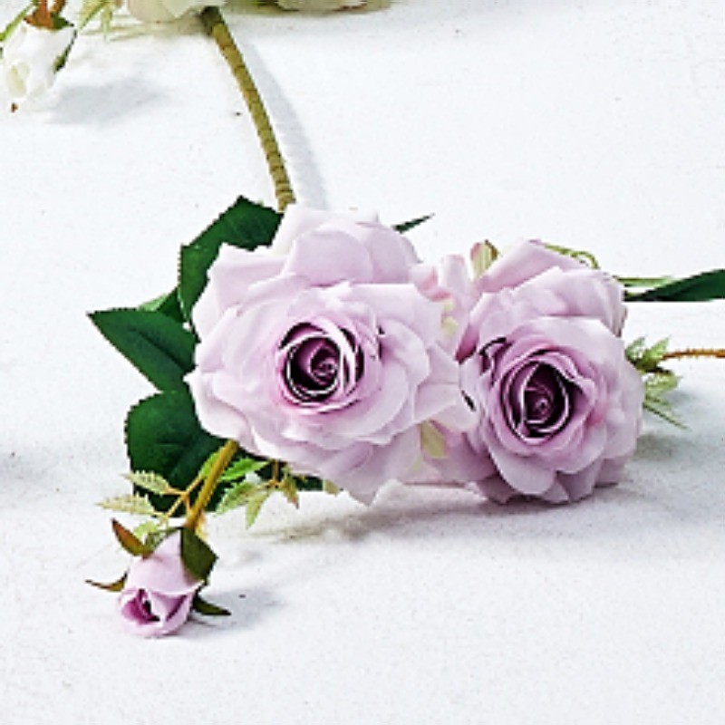 Purple 3 heads of Venice rose Artificial Flower Clearance