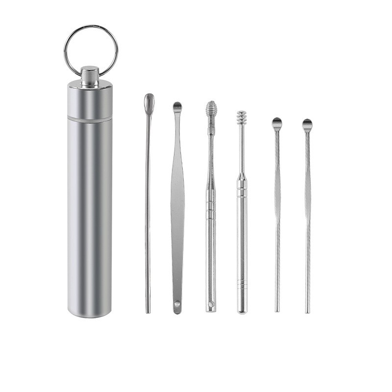 Six-Piece Ear Pick With Aluminum Tube Hygiene Tool Kit