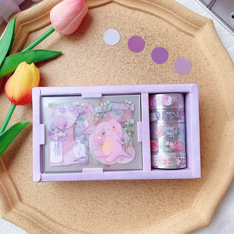 Little Dinosaur Purple Washi and Sticker Gift Set