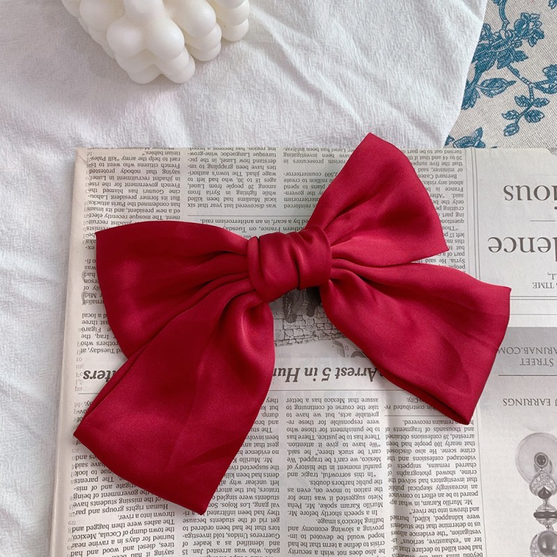 1# Mori Wine Red Bow Hairpin Hair Accessories