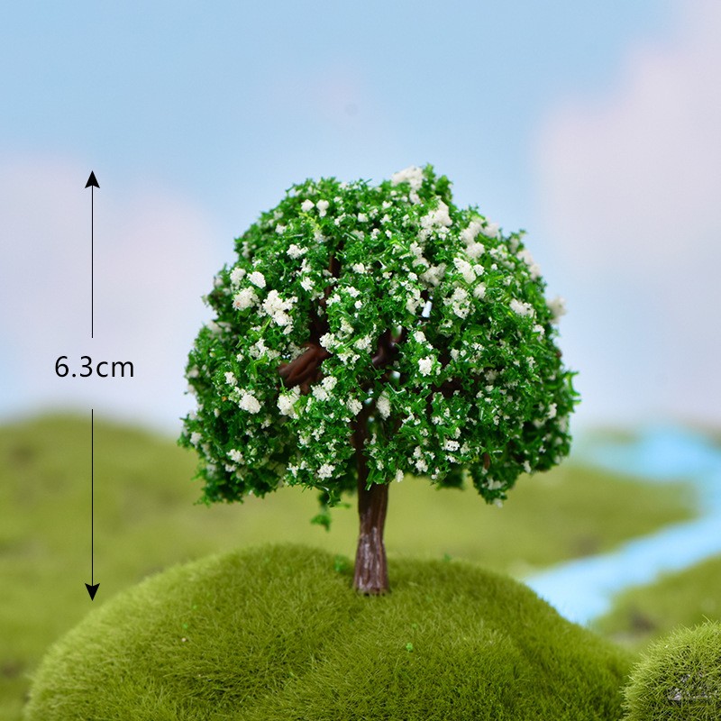 White Flowers On A Green Background Micro Landscape Miniature Craft Supplies