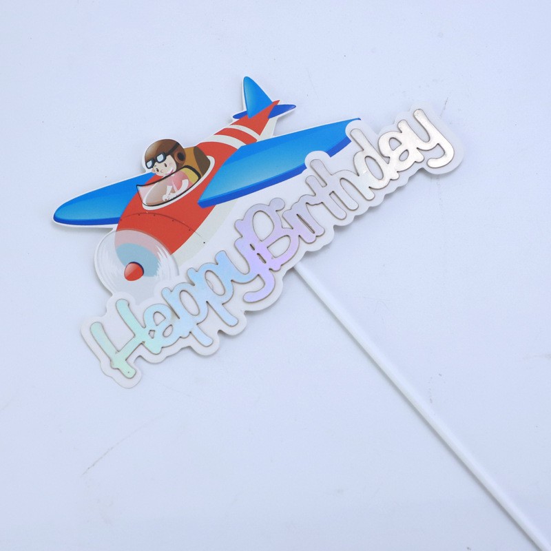Bear Airplane - Silver - 1 Pack Cake Topper