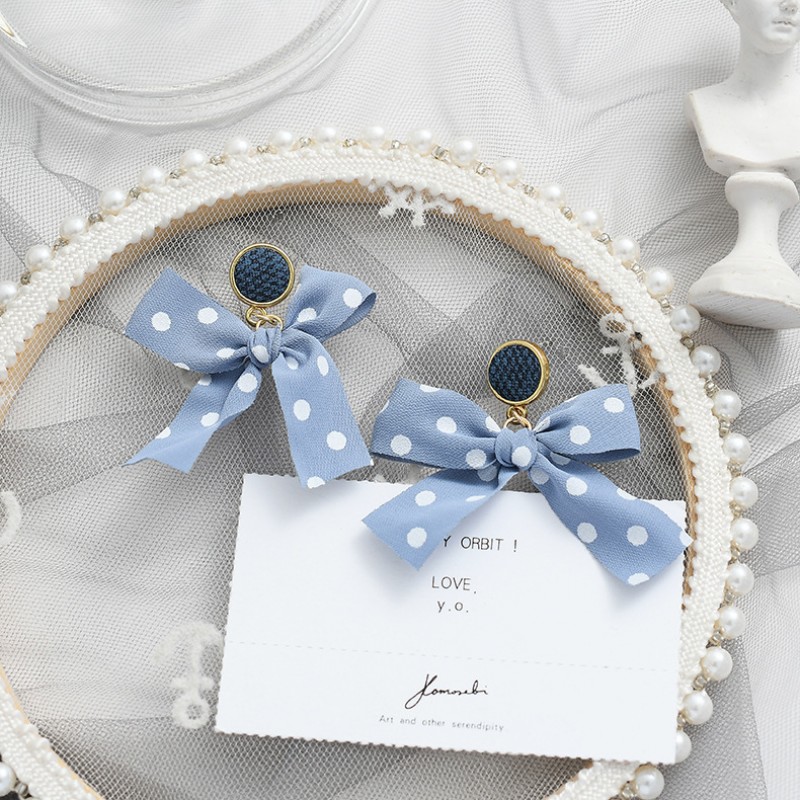 3 Polka Dot Bow KStyle Earring Studs