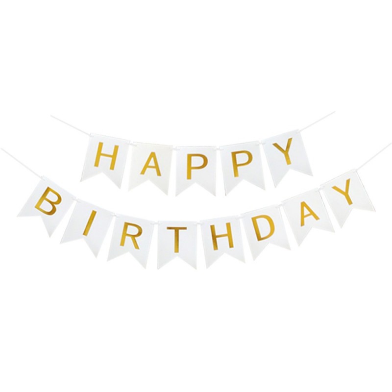 White Fish Tail Bronzing 11.5x16cm Happy Birthday Bunting