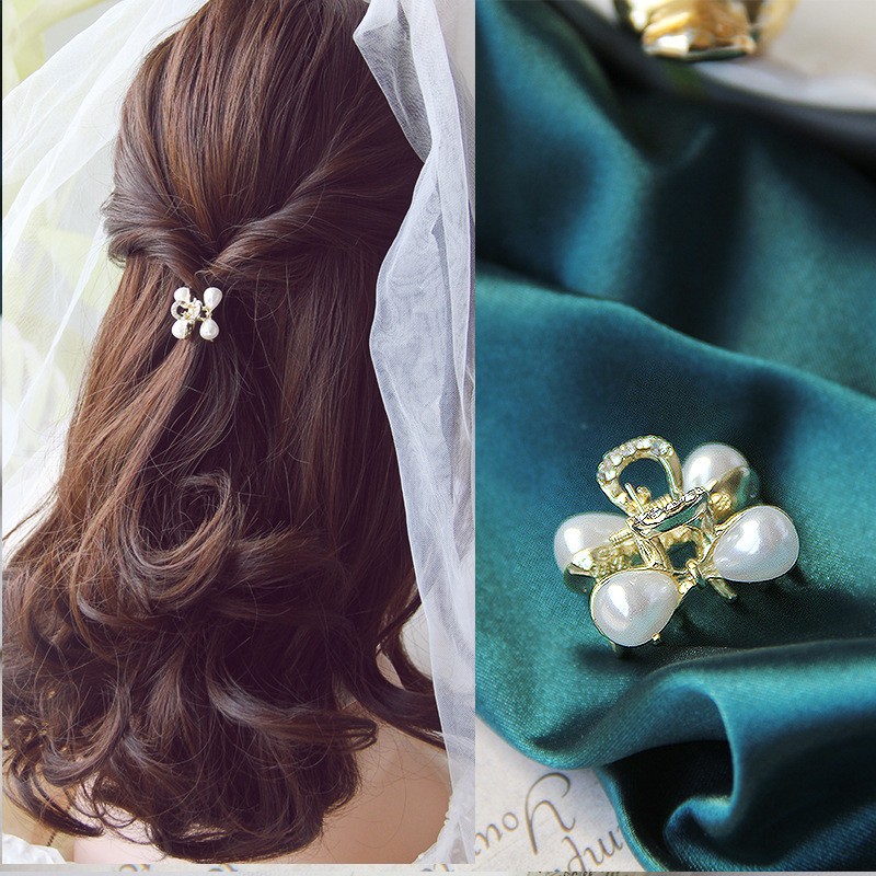 Small Raindrop Pearl Catch Clip Kstyle Hair Clip Clearance