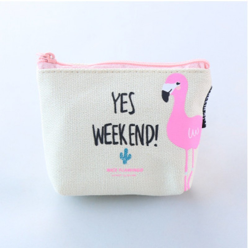 Flamingo Series Beige One Bird Coin Purse