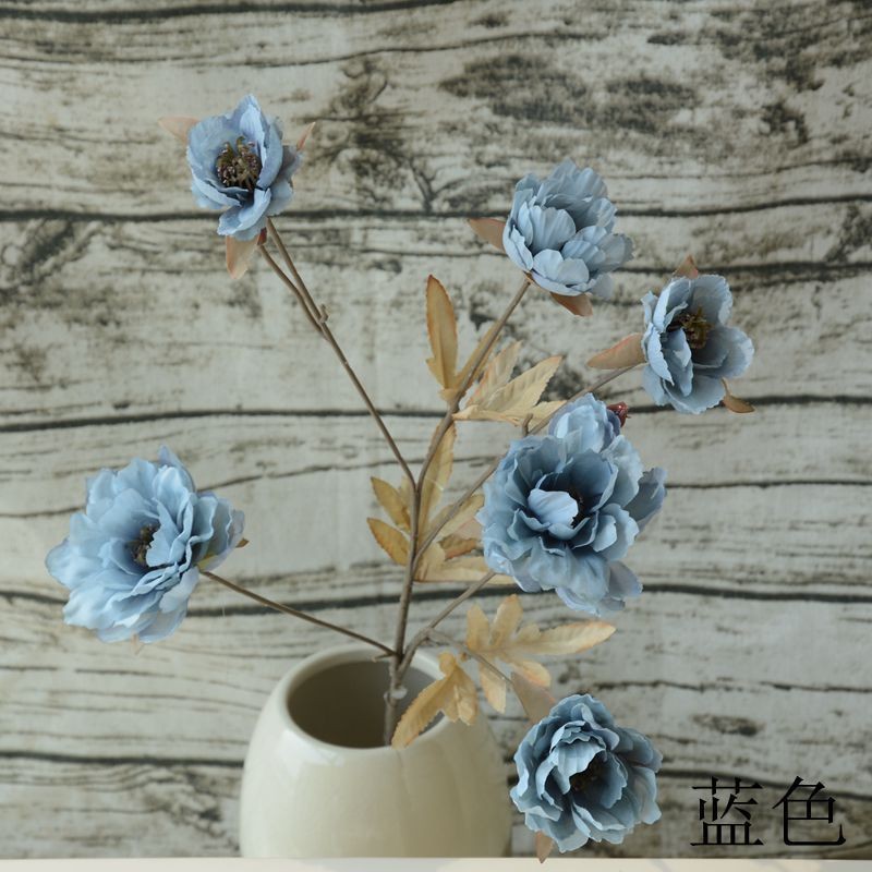 6 Peony Blue Artificial Flower Clearance